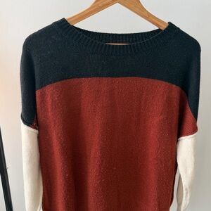 Colorblock Sweater - Black, Red, and Cream